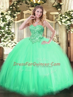 Sleeveless Appliques Lace Up Sweet 16 Dresses