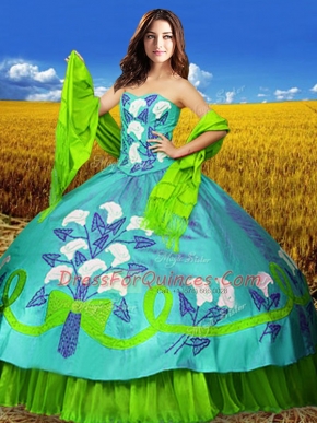 Multi-color Sleeveless Embroidery Floor Length Ball Gown Prom Dress