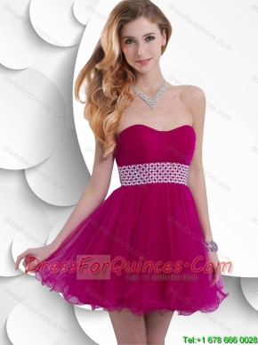 Best Selling A Line Ruched Fuchsia Prom Dresses with Beading