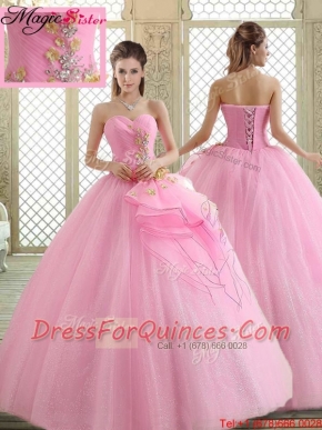 Hot Sale Sweetheart Rose Pink Discount Quinceanera Dresses with Beading