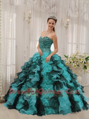 2013 Discount Multi-colored With  Sweetheart Floor-length Organza Beading Quinceanera Dress