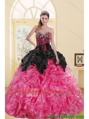 2015 Classical Beading and Ruffles Sweet 16 Dresses in Multi Color