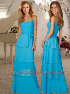 Romantic Belted and Ruffled Layers Dama Dress with Spaghetti Straps