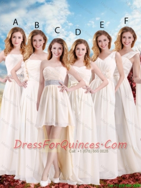 Elegant Empire Champagne Prom Dresses with Hand Made Flowers