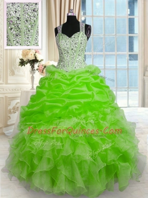 Floor Length Ball Gowns Sleeveless Quinceanera Gowns Zipper