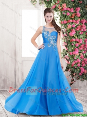 New Arrivals Scoop Beaded Prom Dresses with Brush Train