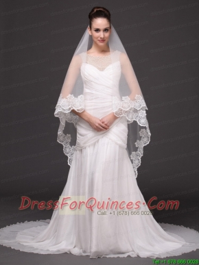 Lace Appliques Tulle Graceful Wedding Veil