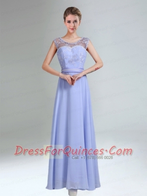 Lavender Scoop Belt and Lace  Empire 2015 Dama Dress