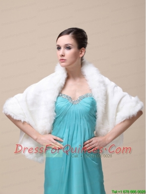 Faux Fur Special Occasion / Wedding Shawl With Open Front