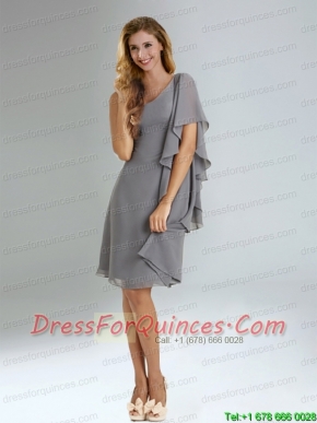 2015 Classical Empire Ruffles Chiffon Prom Dresses in Grey