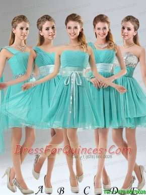 2015 A Line Ruching Lace Up Christmas Party Dress in Aqua Blue