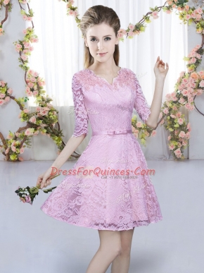 Great Short Sleeves Zipper Mini Length Belt Vestidos de Damas