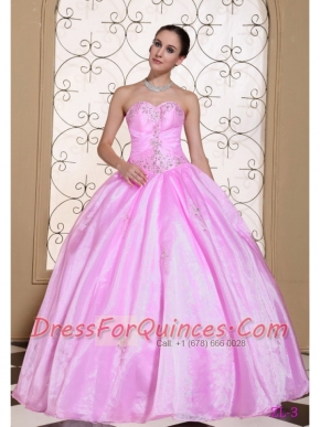Sweet Discount 2013 Quinceanera Dress In Rose Pink With Sweetheart Beading And Appliques