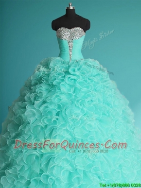 Exclusive Apple Green Big Puffy Quinceanera Dress with Beading and Ruffles