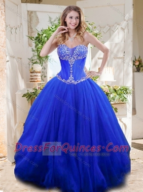 New Style See Through Sweetheart Blue Quinceanera Gown with Beading