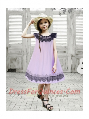 A-Line Beading and Lace Knee-length Chiffon Flower Girl Dress in Lavender