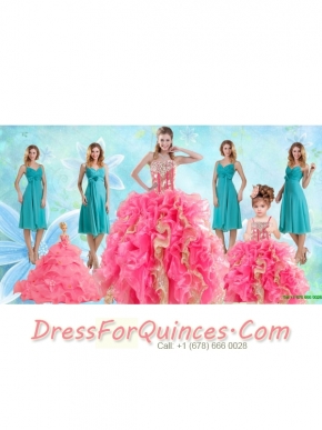Beading Multi Color Ball Gown Quinceanera Dress and Ruching Knee Length Dama Dresses and Ruffles Spaghetti Straps Little Girl Dress