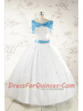 Appliques White Cheap Quinceanera Dresses with Wraps for 2015