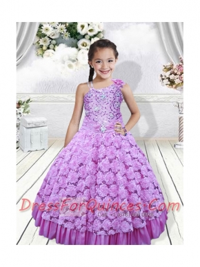 2014 Beautiful Ball Gown Beading Little Girl Pageant Dress in Lilac