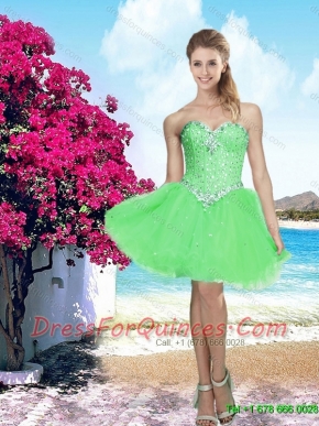 2016 New Arrival Spring Green Sweetheart Junior Dress with Beading