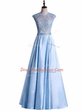 Taffeta Sleeveless Floor Length Prom Dress and Beading and Lace