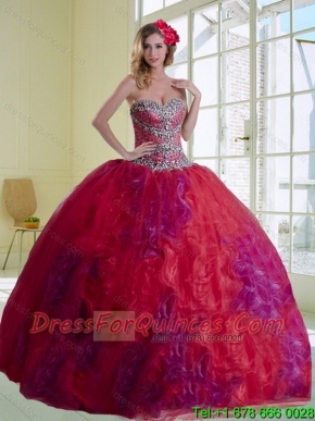 Classical Multi Color 2015 Quinceanera Dresses with Beading and Ruffles