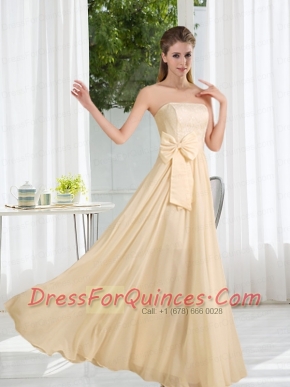 Strapless Empire Bowknot Lace Dama Dresses for 2015