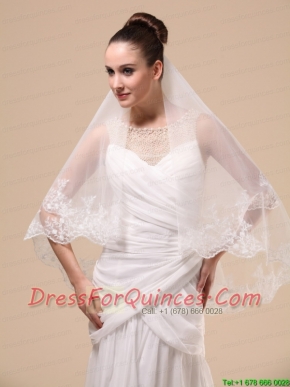 Lace Appliques Two-tier Tulle Popular Wedding Veil