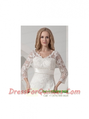 Embroidery 3/4 Sleeves Jacket With Tulle