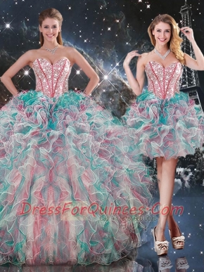 Best Ball Gown Sweetheart Detachable Quinceanera Dresses with Ruffles