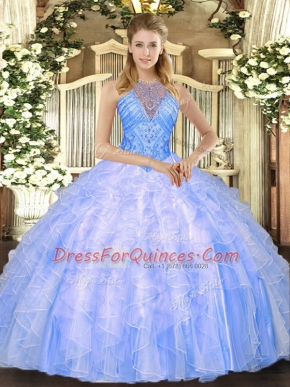 Attractive Sleeveless Beading and Ruffles Lace Up 15th Birthday Dress