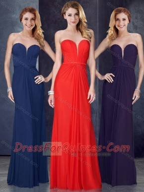 Discount2016  Sweetheart Belted and Ruched Prom Dress in Navy Blue