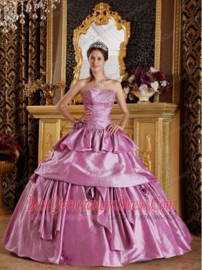Lavender Ball Gown Strapless Floor-length Taffeta Beading Quinceanera Dress