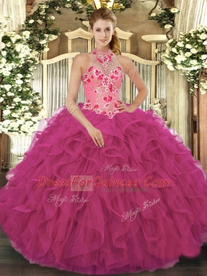 Captivating Organza Sleeveless Floor Length Sweet 16 Quinceanera Dress and Beading and Embroidery and Ruffles