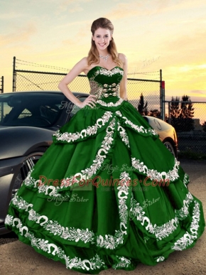Satin Sleeveless Floor Length Quinceanera Dresses and Appliques and Ruffled Layers