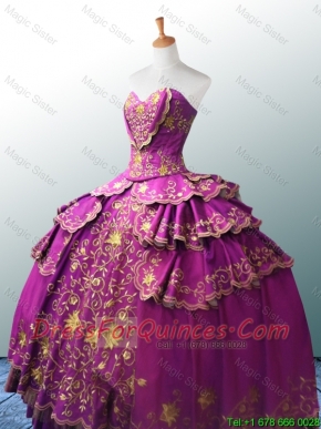 Discount Sweetheart Ball Gown Fuchsia Quinceanera Dresses with Appliques