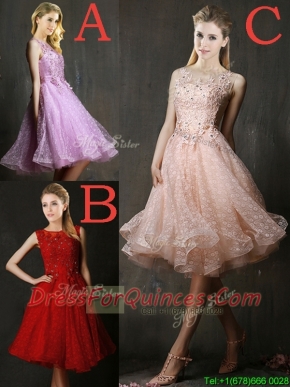 Modern Bateau Beaded and Applique Dama Dresses with Polka Dot