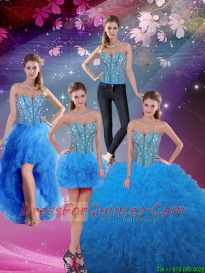 Pretty  Sweetheart Floor Length Beaded Detachable Quinceanera Dresses