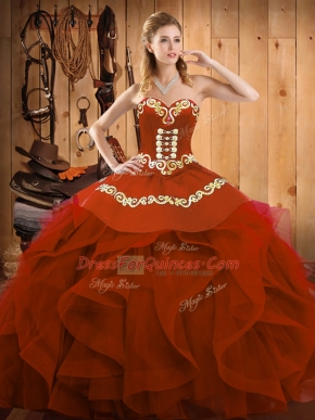 Pretty Organza Sleeveless Floor Length Sweet 16 Dresses and Embroidery and Ruffles