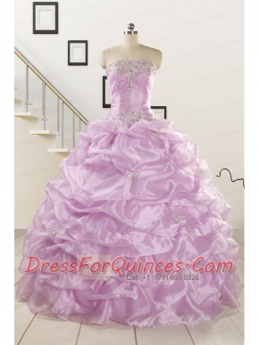 2015 Gorgeous Lilac Quinceanera Dresses with Appliques and Ruffles