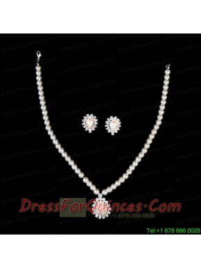 Vintage Style Pearl With Rhinestone Drop Necklace And Earring Set