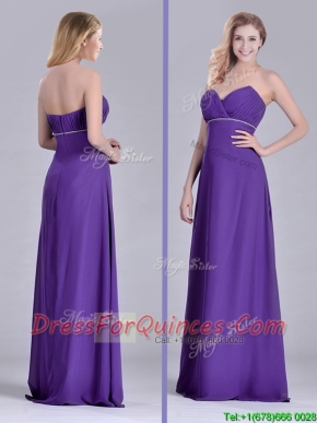 Column Sweetheart Ruching Purple Dama Dress for Celebrity