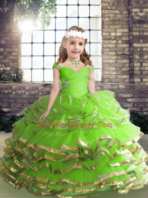 Floor Length Ball Gowns Sleeveless Pageant Gowns For Girls Lace Up