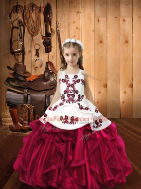 Enchanting Sleeveless Embroidery and Ruffles Lace Up Little Girl Pageant Dress