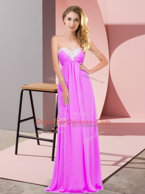 Great Sleeveless Lace Up Floor Length Ruching Prom Party Dress