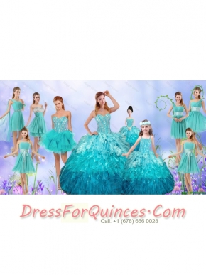 Popular Beaded Quinceanera Gown and Aqua Blue Dama Dresses and Pretty Multi Color Little Girl Dresses and Perfect Orange Prom Dresses