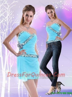 Detachable The Most Popular Mini Length Sweetheart Baby Blue Prom Dress with Beading