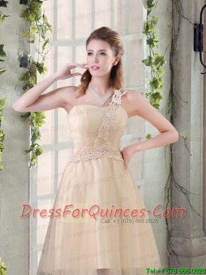 Popular A Line Appliques Junior Dress with One Shoulder