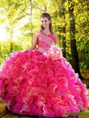 2016 Luxurious Ball Gown Beading Fuchsia Quinceanera Dresses with Sweetheart