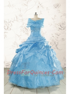 Elegant Appliques Aqua Blue Quinceanera Dresses